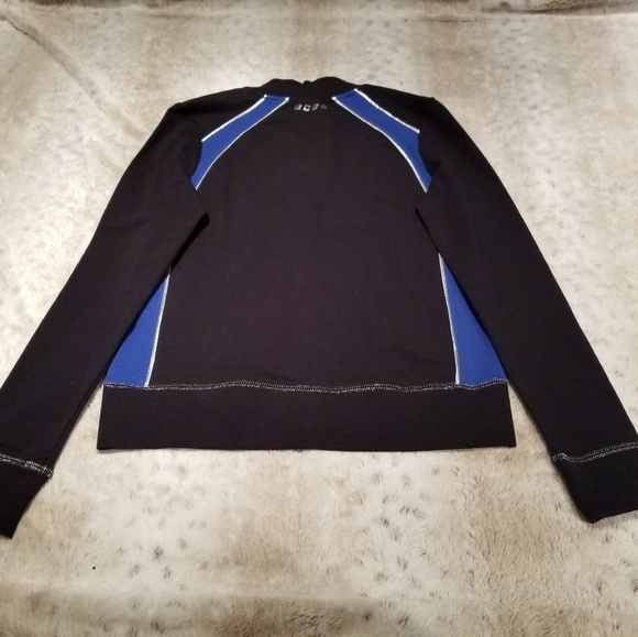 BCBGMaxAzria Black Blue Performance Full Zipup Athletic Long Sleeve Size M NWT - Picture 2 of 7